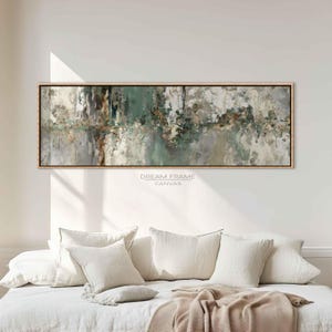 Green Neutral Abstract Canvas Wall Art, Modern Textured Painting, Earthy Home Wall Decor
