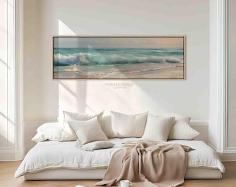 Ocean Wave Canvas Print: Coastal Beach Painting, Modern Home Decor