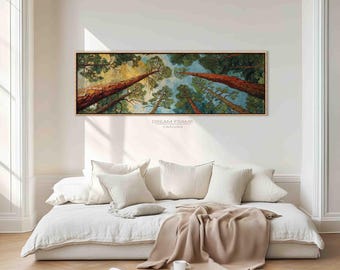 Quadro su tela con alberi della foresta – Dipinto di paesaggi naturali per l'arredamento del soggiorno e della camera da letto
