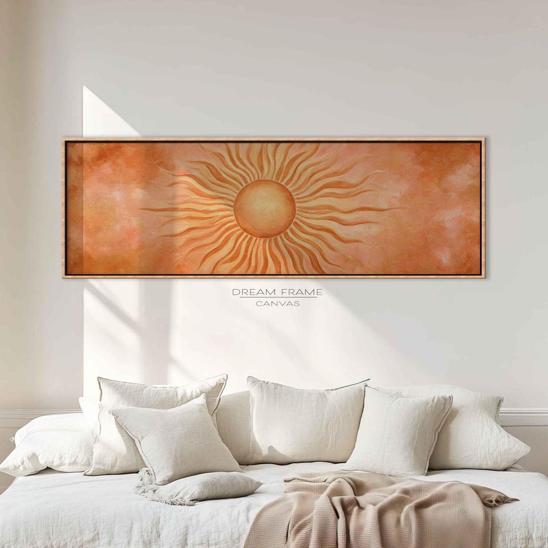Abstract Sun Canvas Wall Art, Large Horizontal Painting, Boho Yoga ...