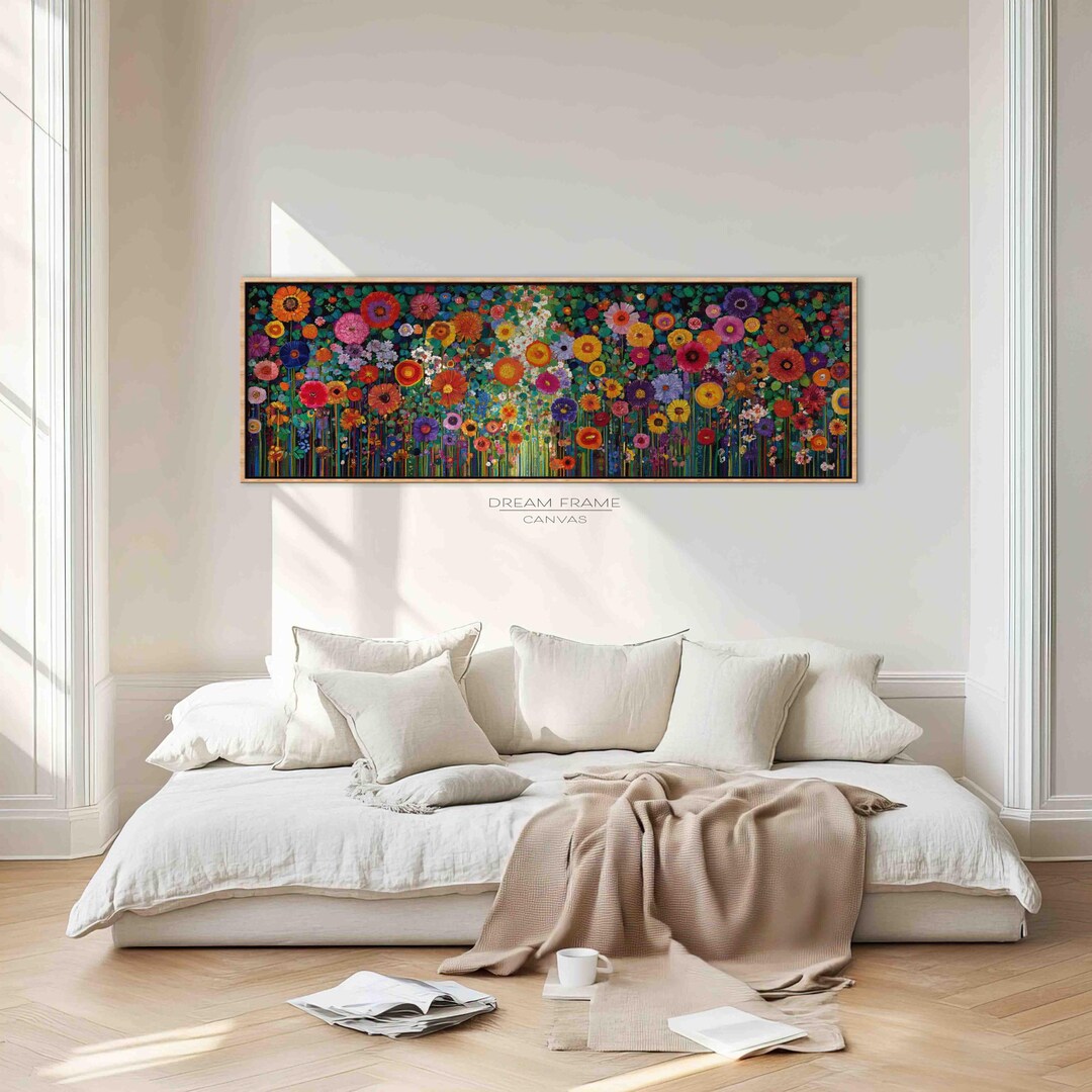 Gustav Klimt Inspired Wall Art – Colorful Floral Canvas Print - Etsy