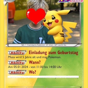 Pokémon Einladung, Pokémon Geburtstag Einladungskarten, Kindergeburtstag Einladung, Pokémon Party Einladung, Einladung Pokémon Fan