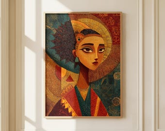 Ethiopian Queen Wall Art – African Royal Portrait Print, Afrocentric Cultural Decor, Luxury Heritage Statement Artwork