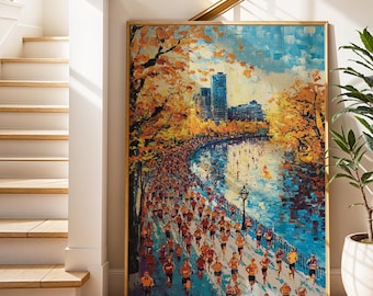 City Park Run Art Print: Colorful Running Poster, Fitness Motivation