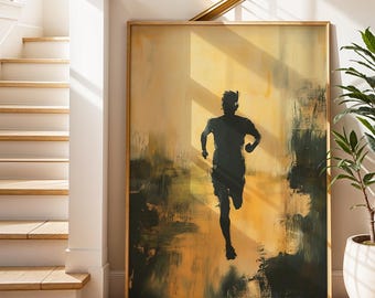Runner Art Print: Abstract Silhouette, Motivational Running Decor