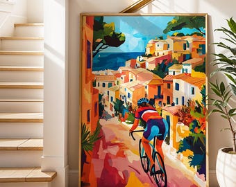 Mallorca Cycling Art Print: Retro Bike Ride Poster