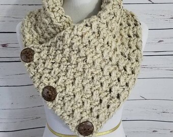 Button-Up Cowl - Crochet Triangle Scarf