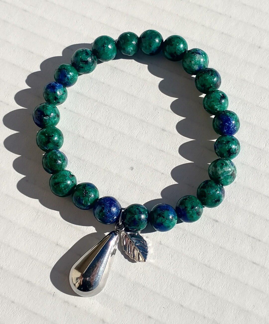 Waterleaf Stone Water/leaf: Lab Made Stone Bracelets Blue/green. - Etsy
