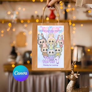 Labubu Party Favor Bag Template: Editable Canva Design (Digital Download)
