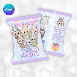 Labubu Chip Bag Template: Editable Party Favor (Digital Download)