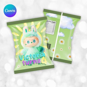 Labubu Chip Bag Template: Editable Party Favor (Digital Download)