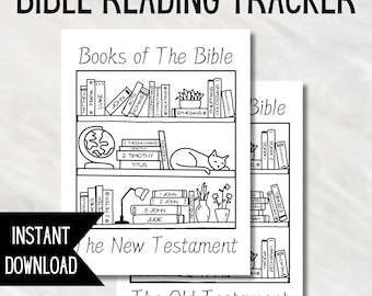 Bible Reading Tracker | PRINTABLE Journal Page of Books in The Bible | Christian Bible Reading Plan for Bible Study | Digital Download