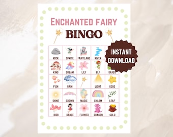 Feen Bingo 30 Karten Feen Spiele Feen Party Spiele Garten Bingo Feen Geburtstagsspiele Wald verzauberter Wald Spiel Mädchen Sofort Download