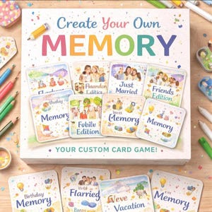 Juego de memoria imprimible personalizado | Crea tus propias tarjetas de memoria con fotos | Plantilla editable de Canva | Juego familiar de descarga instantánea