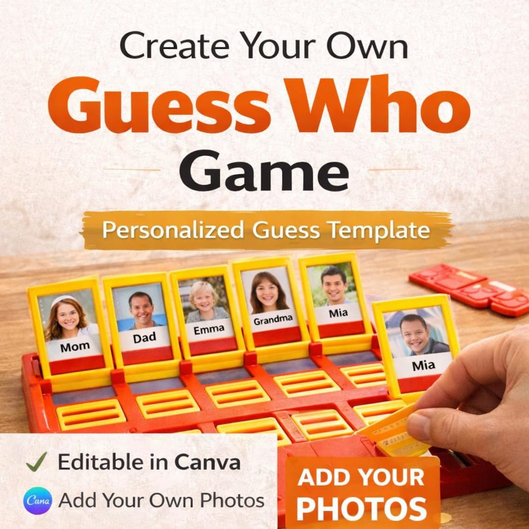 Custom Guess Who Game Template Editable Canva Guess Who Board With