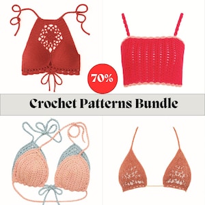 Crochet Top Patterns Bundle PDF – Bralette, Bikini, Crop & Halter Tops – Beginner Friendly Digital Downloads