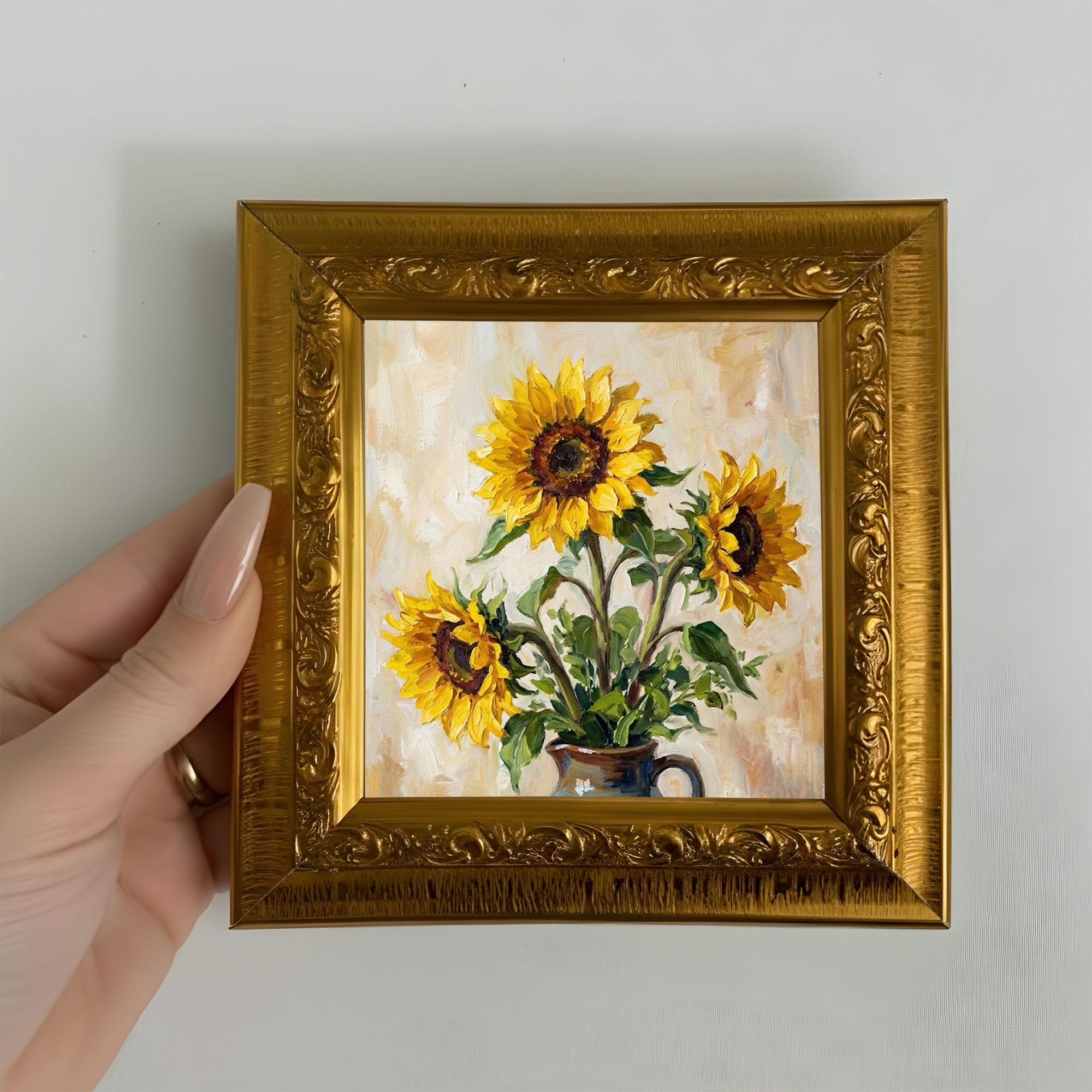 Sunflower Oil Painting Original Flower Art Floral Wall Decor Small ...