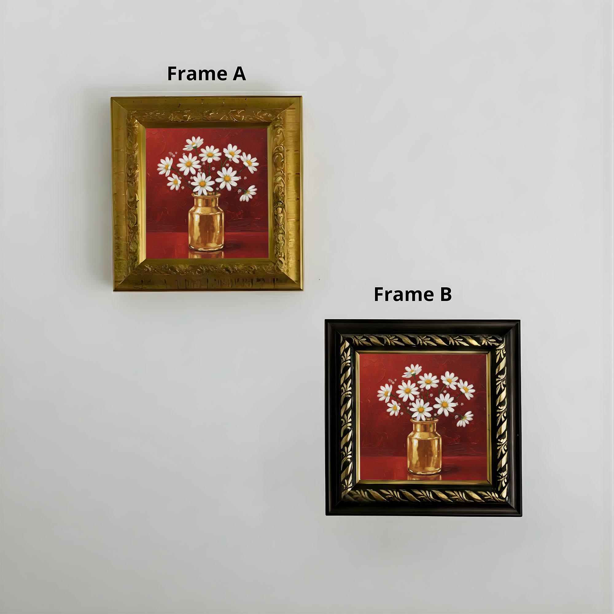 Daisy Flowers Oil Painting Small Framed Original Art, Floral Wall Decor ...