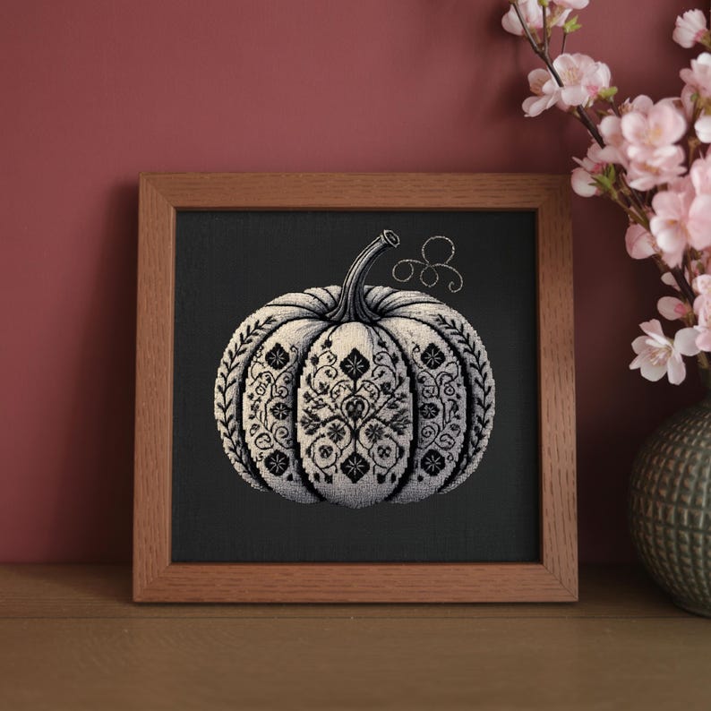 Pumpkin stitch Monochrome decor Instant pdf image 11