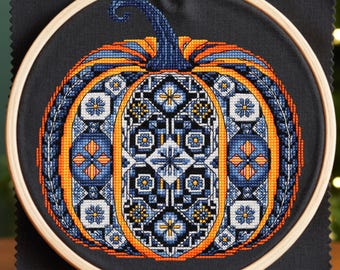 Kürbis-Stichmuster, Herbst Muster, PDF