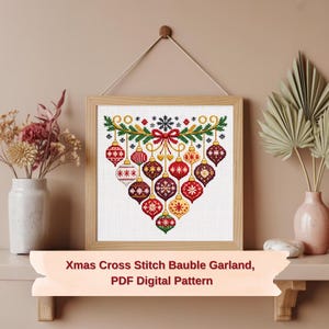 Xmas Cross Stitch Bauble Garland PDF Digital Pattern