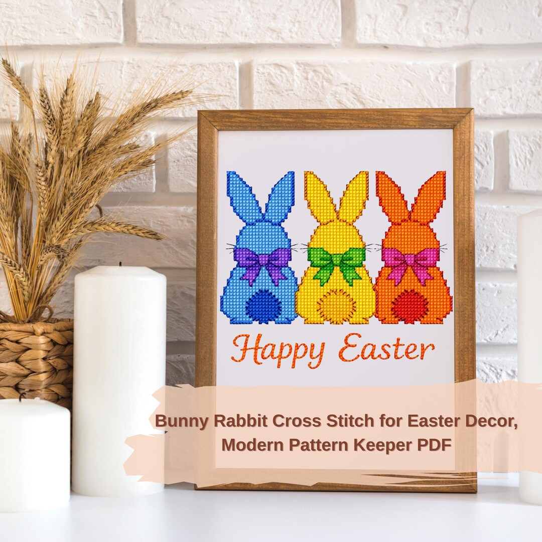 Bunny Rabbits Cross Stitch PDF, Spring Easter Decor for Pattern Keeper ...