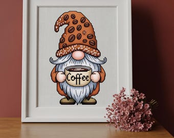 Gnome Cross Stitch Coffee Mug Pattern Digital PDF File