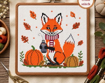 Fox Cross Stitch Pattern, Autumn Woodland Decor, PDF Chart