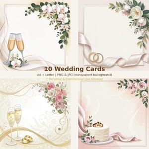 Descarga instantánea: plantilla de invitación de boda romántica • 10 PNG y 10 JPG • 300 DPI • 2 maquetas • Uso comercial