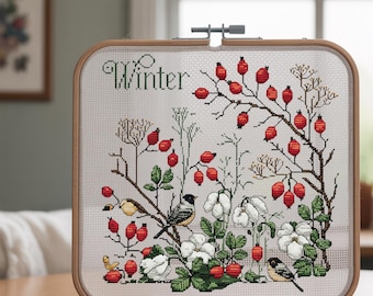 Gothic Winter Cross Stitch Bird  PDF Digital Pattern