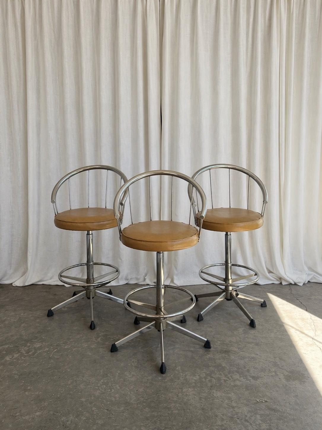 Vintage Chrome Bar Stool - Etsy