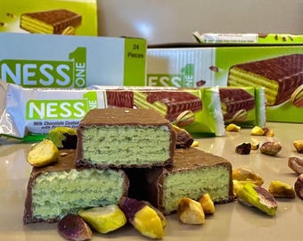 Milk Chocolate Pistachio Cream Wafers 24Pcs