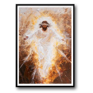 De hemelvaart van Christus | Christelijk cadeau | Christelijke schilderkunst | Moderne religieuze muurkunst | Muurkunst Jezus Christus