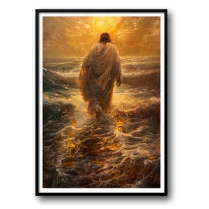 The Holy One Walks the Sea | Religious Art Prints | Jesus Christ Wall Art | Christian Prints | Christian Art | Bible Prints