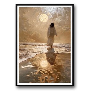 Christ Walks Towards the Water | Religious Wall Art | Bible Painting | Jesus Art | Bible Prints | Religious Art | Digital Jesus Art