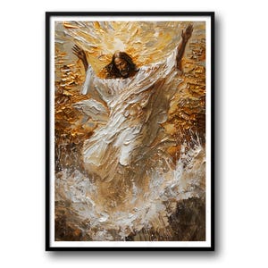 Jésus-Christ sortant de l'eau | Peinture SDJ | Art chrétien miracle | Décoration murale SDJ | Art de Jésus-Christ | Peinture chrétienne