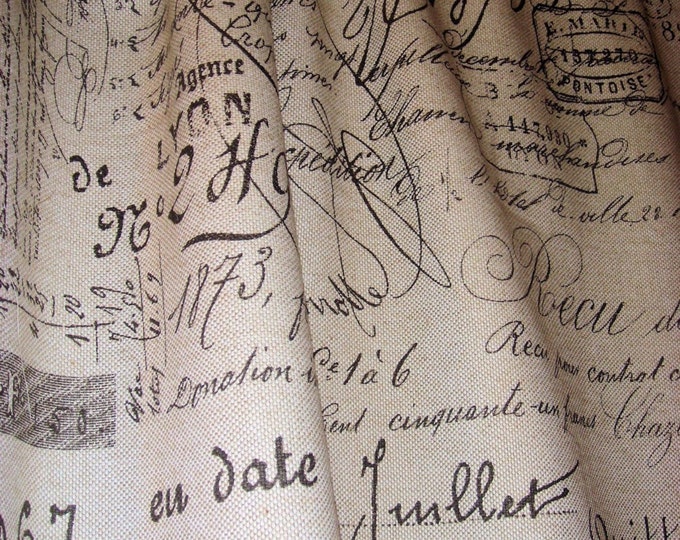 Vintage French Script Curtain Panel Etsy