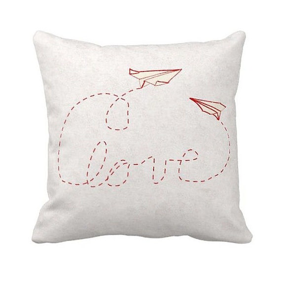 Items similar to Pillow Cover LOVE Paper Airplane Wedding Gift Nursery