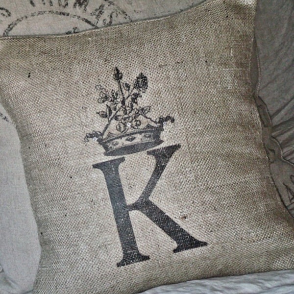 Burlap Pillow Cover - Choose your Letter or Number