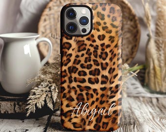 Personalized Leopard Print Phone Case, Custom Name Animal Print