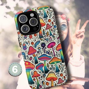 Retro Groovy Phone Case, Abstract Hippie Cell Cover, Peace & Love Case, iPhone 16 Pro Max 15 14 11 12 13 XS, Samsung S25 S24 S23 S22 S21 S20