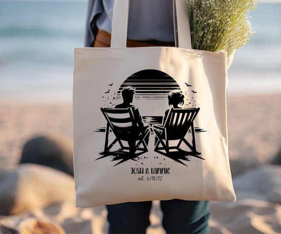 Personalized Tote Beach Canvas Bags Personalized Beach Couple Tote
