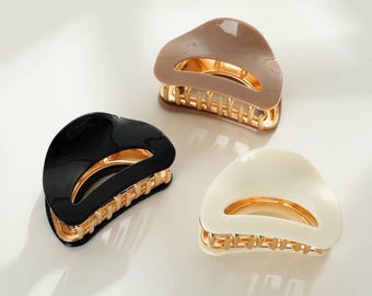 Pinza metálica para el pelo: tamaño mediano, diseño elegante / marrón, negro, marfil, verde, blanco