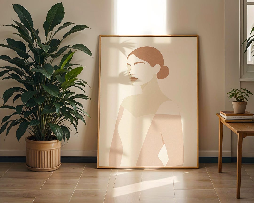 Minimalist Woman Portrait Wall Art Print | Modern Abstract Feminine ...