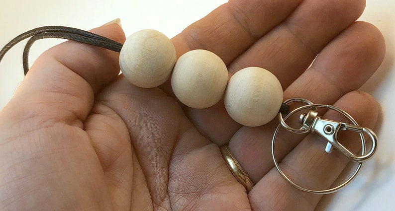 WOOD beaded ID Badge Key Holder BREAKAWAY Minimalist Lanyard