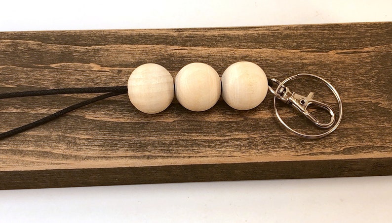 WOOD beaded ID Badge Key Holder BREAKAWAY Minimalist Lanyard