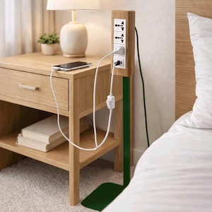 Handmade Ash Wood Power Strip with USB-C, Wooden Extension Cord