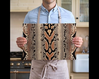 Desert Python Glass Cutting Board | Neutral Animal Print Kitchen Decor | Stylish Wedding or Housewarming Gift | Contemporary Chef Board