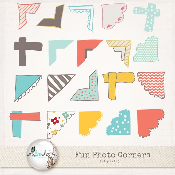 Items similar to Cliparts Fun Photo Corners. Perfect for digital scrapbooking, card making and
