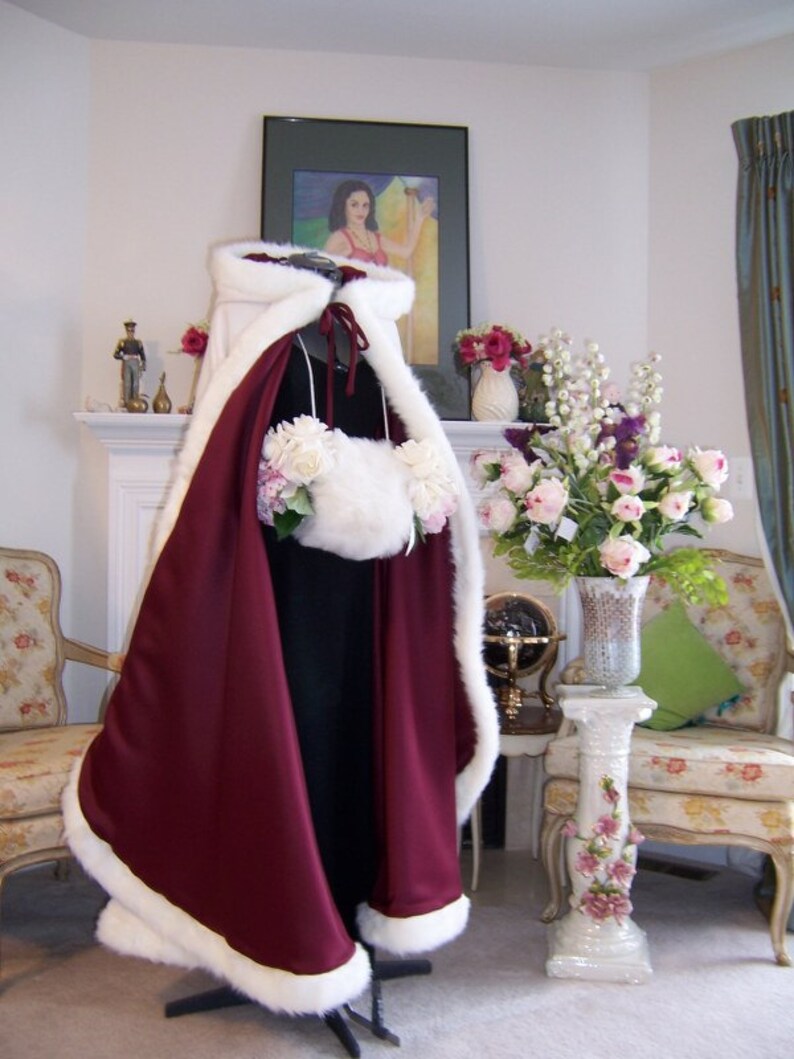 Mirror Mirror Bridal Cape 52 inch Burgundy / White Satin with Etsy